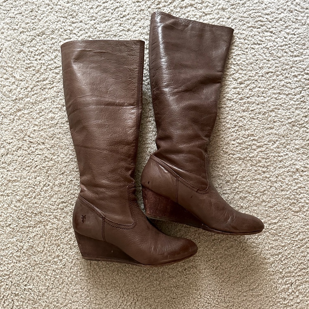Frye Missy Tall boots size 8 with wedge heal